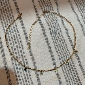 Erin McDermott Gold colored Tiny Beaded Rectangle Necklace- Never Worn